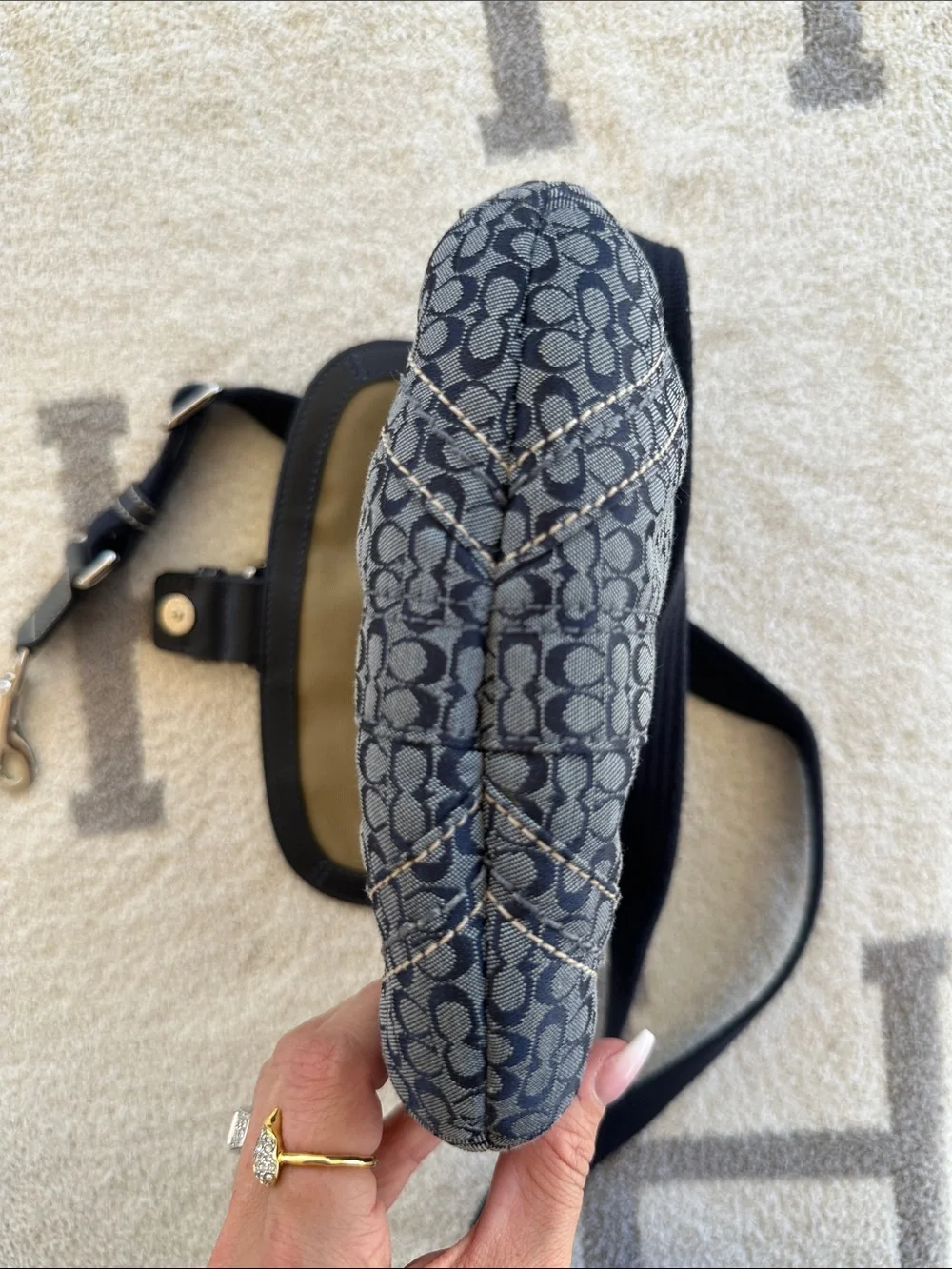 Coach Navy and Black Signature Crossbody Bag
